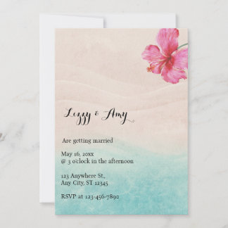 Hibiscus Plage Tropical Invitation de mariage