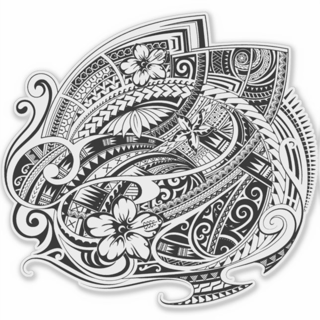 HIBISCUS POLYNESIAN TRIBAL Blk (Front)