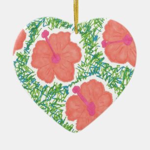 Hibiscus Pop Art Pattern Ceramic Ornament