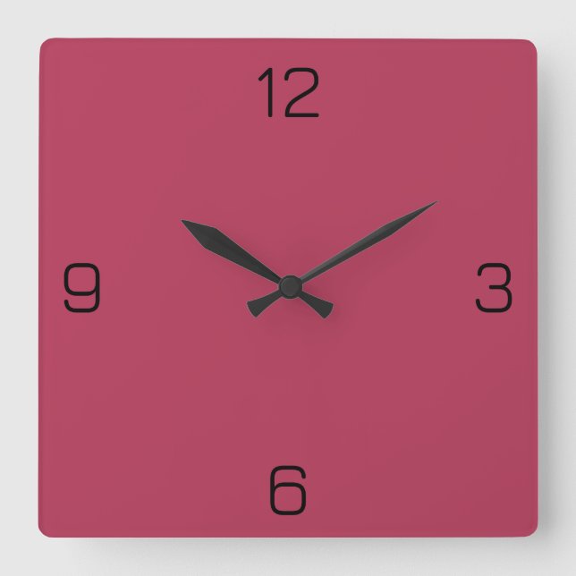 Hibiscus Red B43757 Colour - Add Your Name Option Square Wall Clock (Front)