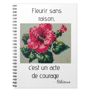 Hibiscus rose en pixels délicats notebook