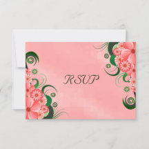 Hibiscus rose Floral Élégante carte de réponse RSV
