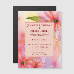 Hibiscus rose Floral Mariage Invitation magnétique
