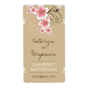 Hibiscus rose tropical Bouteille de mariage de pla