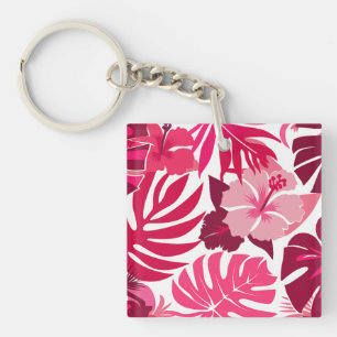 Hibiscus rose tropical et Motif Feuille de Monster