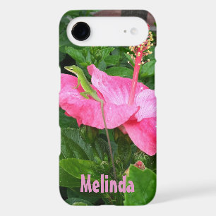 Hibiscus rose Tropical Fleur Lizard Photo personna