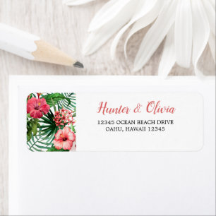 Hibiscus rose tropical Mariage de palmier vert
