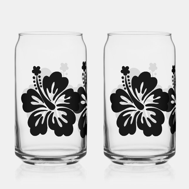Hibiscus silhouette can glass (Front)