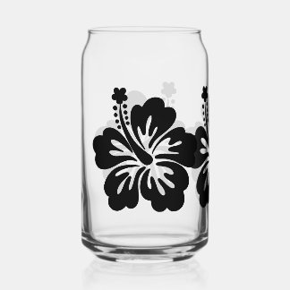 Hibiscus silhouette can glass