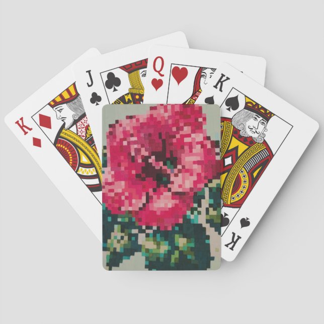 Hibiscus Soft Pastel Floral Pixel Art Playing Cards (Back)