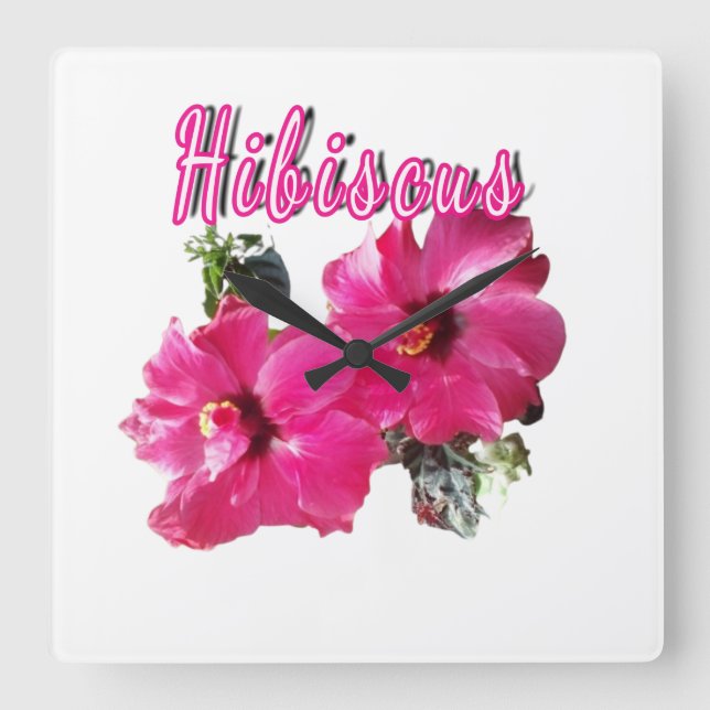 Hibiscus  square wall clock (Front)