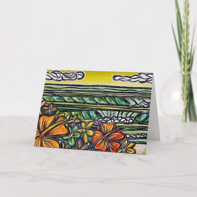 Hibiscus Surf Greeting Card (Front)