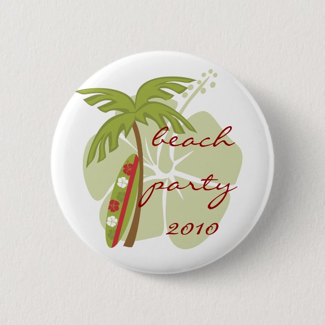 Hibiscus Surfboard 2 Inch Round Button (Front)