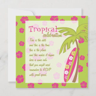 Hibiscus Surfboard Invitation