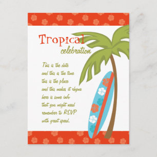 Hibiscus Surfboard Invitation