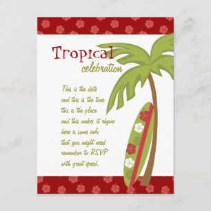 Hibiscus Surfboard Invitation