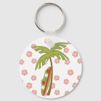 Hibiscus Surfboard Keychain
