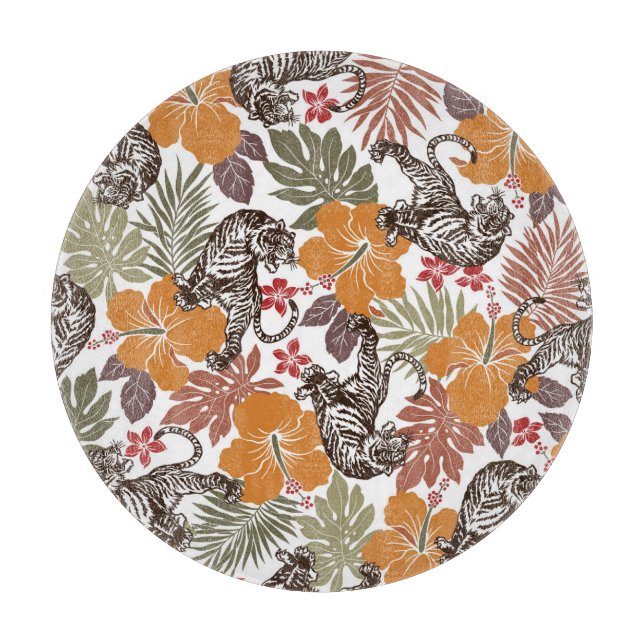 Hibiscus Tiger, Exotic Pattern. Cutting Board (Front)