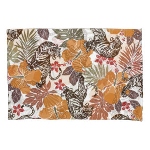 Hibiscus Tiger, Exotic Pattern. Pillowcase