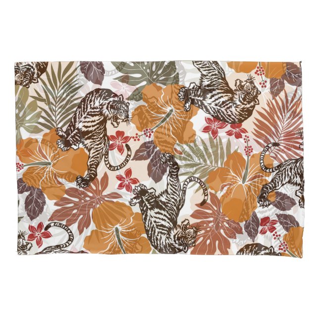 Hibiscus Tiger, Exotic Pattern. Pillowcase (Front)