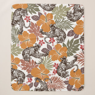 Hibiscus Tiger, Exotic Pattern. Sherpa Blanket