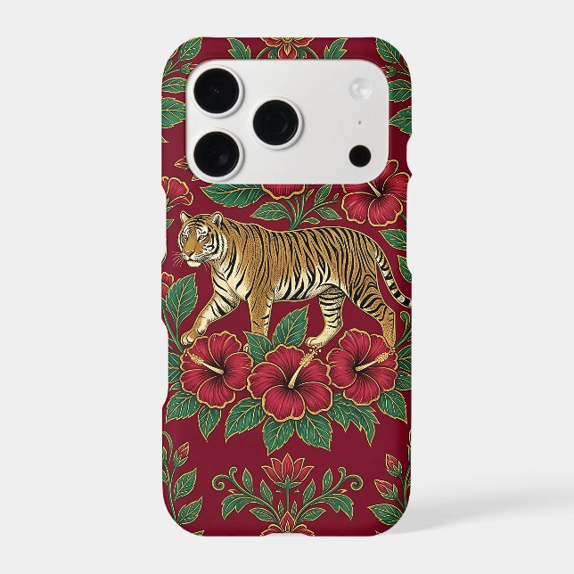 Hibiscus Tiger iPhone 17 Pro Case Design (Back)