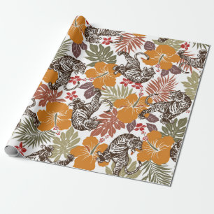 Hibiscus tiger pattern wrapping paper