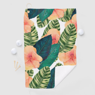 Hibiscus Tropical exotic White Golf Towel