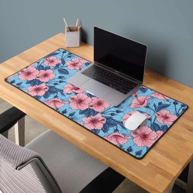 Hibiscus Tropical Floral Pattern Desk Mat (Office 2)
