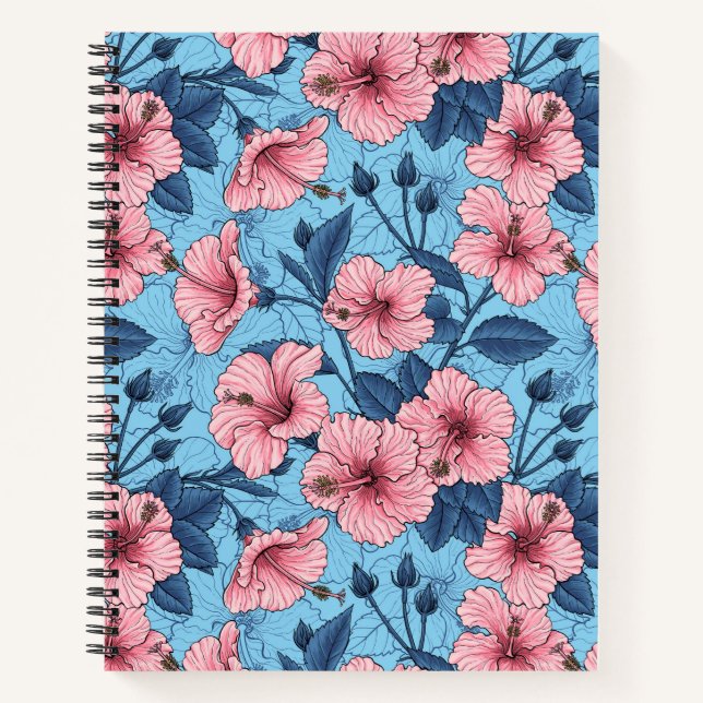 Hibiscus Tropical Floral Pattern Notebook (Front)