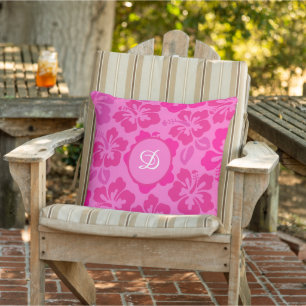 hibiscus tropical floral pattern outdoor pillow