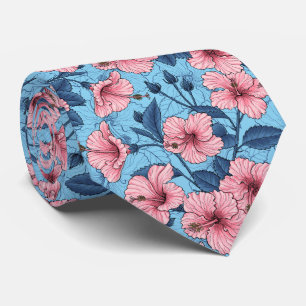 Hibiscus Tropical Floral Pattern Tie