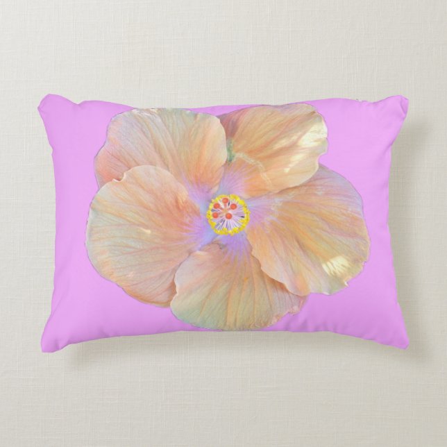 Hibiscus tropical flower cute peach pink purple accent pillow (Front)