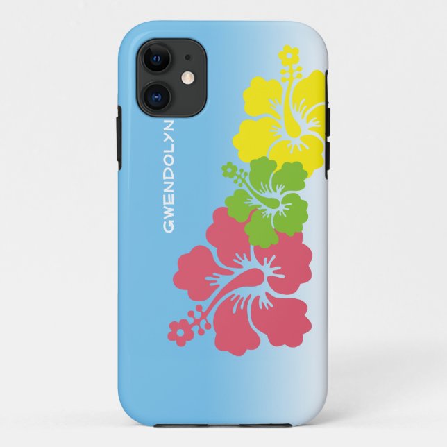 Hibiscus tropical flowers blossom trio Hawaiian Case-Mate iPhone Case (Back)