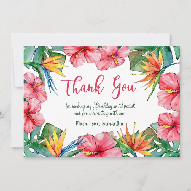 Hibiscus tropical Hawaiian Birthday Carte de remer (Devant)