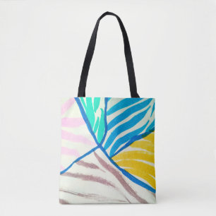 Hibiscus tropical leaves hawaiian ornament wallpap tote bag