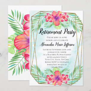 Hibiscus Tropical Luau Beach Retirement Party Invitation