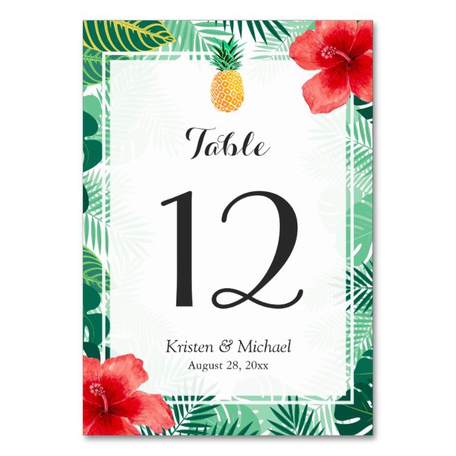 Hibiscus tropical Mariage d'ananas Numéro de table (Par défaut)