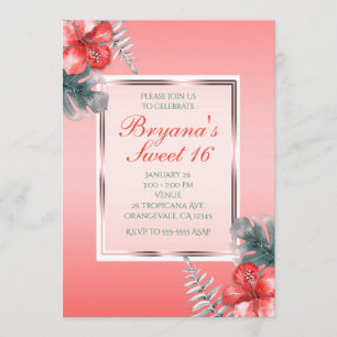 Hibiscus tropicaux de Corail et invitations à des 
