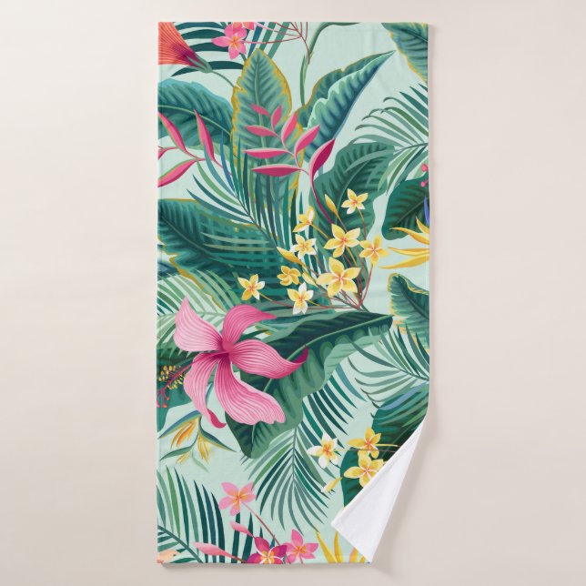 Hibiscus tropicaux : Motif Floral sans joint (Serviette de bain)