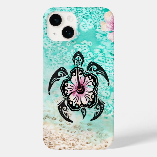 Hibiscus Turtle Case-Mate iPhone Case (Back)