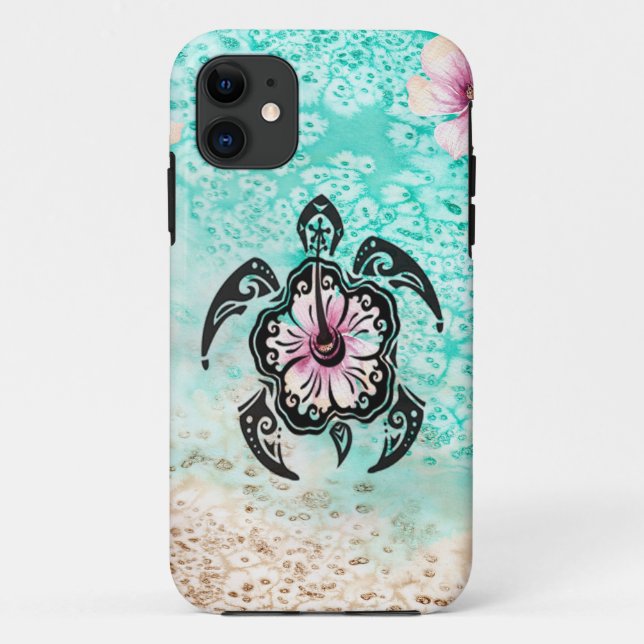 Hibiscus Turtle Case-Mate iPhone Case (Back)