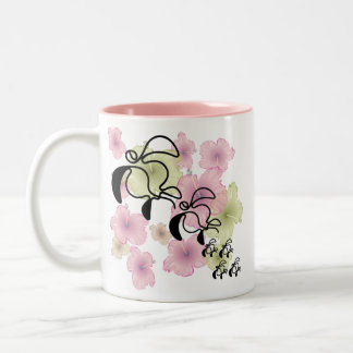 Hibiscus-Turtle-Family Two-Tone Coffee Mug