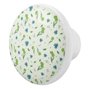Hibiscus Watercolor Botanical Blooming Seamless Ceramic Knob