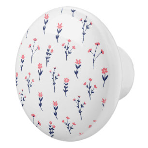 Hibiscus Watercolor Botanical Blooming Seamless Ceramic Knob