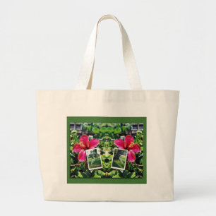 Hibiscus with Egrets Large Tote Bag