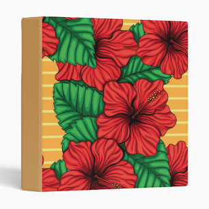 Hibiskcus and leaves, tropical pattern binder