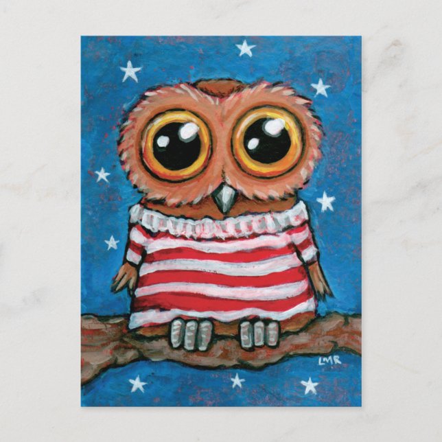 Hibou aux yeux écarquillés Stars & Stripes | Carte (Devant)
