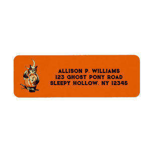 Hibou avec citrouille Vintage Halloween Adresse de