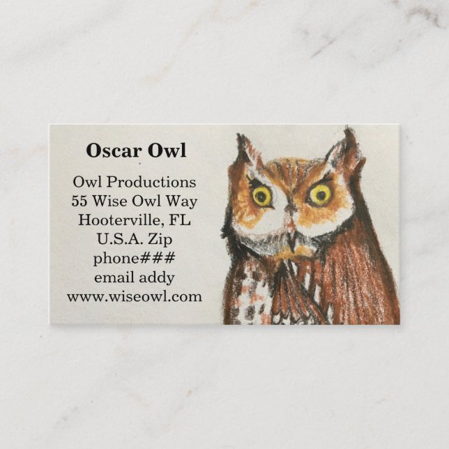 Hibou Carte de visite Brown (Devant)